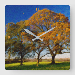 Autumn Trees Quadratische Wanduhr