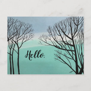 Autumn Trees Silhouette Sky Clouds Hello Postcards Postkarte