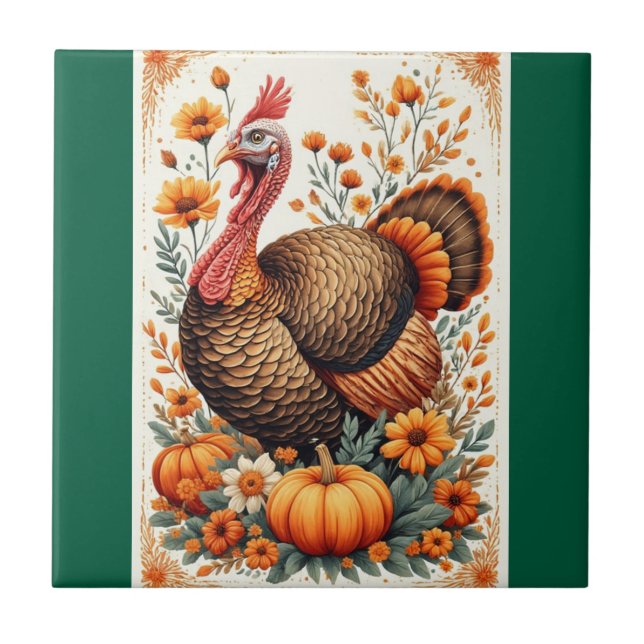 Autumn Turkey Celebration Fliese (Vorderseite)