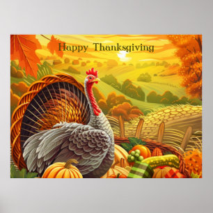 Autumn Turkey Pumpkins Erntedank Poster