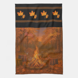 Autumn Twilight Bonfire Wide Border Kitchen Towels Geschirrtuch