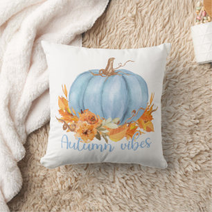 Autumn Vibes Blue Pumpkin Throw Kissen