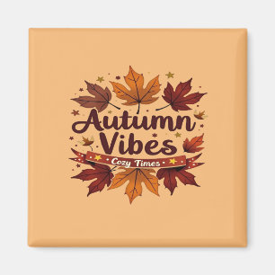 Autumn Vibes Cosy Herbstlaubs Design Magnet
