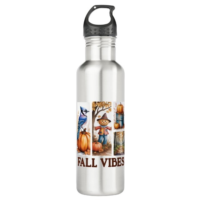 Autumn Vibes Fall Vibes Edelstahlflasche (Vorderseite)