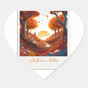 Autumn Vibes Surrealismus Herz-Aufkleber