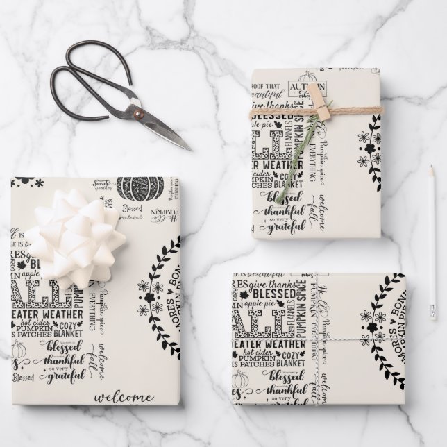 Autumn Vibes Wrapping Papers Wrapping Paper Sheets Geschenkpapier Set (Vorderseite)
