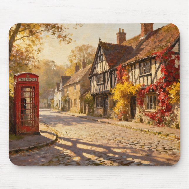 Autumn Village Scene in Golden Light Mousepad (Vorne)