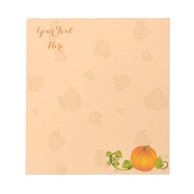 Autumn Vine Pumpkin mit anpassbarem Text Notizblock (Vorderseite)