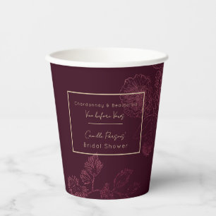 Autumn Vino Before Vows Rosegold Floral Lines Pappbecher