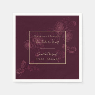 Autumn Vino Before Vows Rosegold Floral Lines Serviette