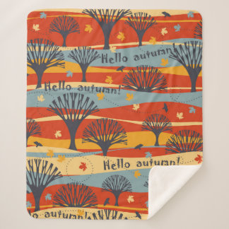 Autumn vintage seamless pattern with trees, maple  sherpadecke