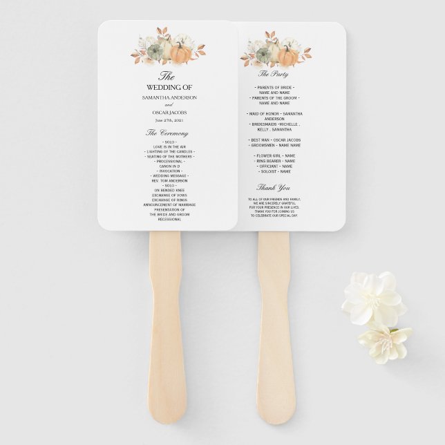 Autumn Wassercolor Pumpkins & Blume Fächer (Vorne und Hinten)