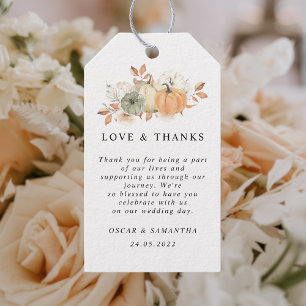 Autumn Wassercolor Pumpkins & Blume Geschenkanhänger