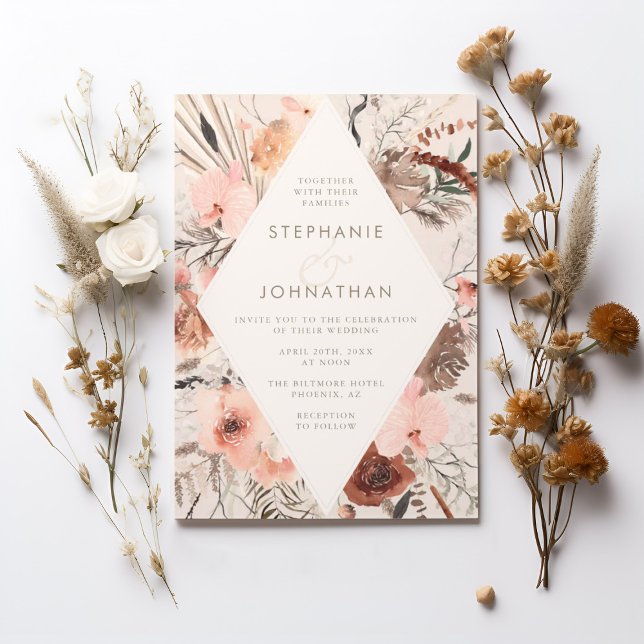Autumn Watercolor Boho Floral Wedding Einladung (Autumn Watercolor Boho Floral Wedding Invitation)