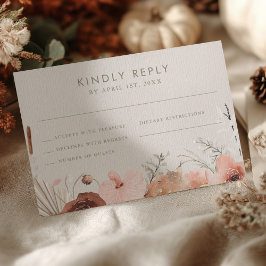 Autumn Watercolor Boho Floral Wedding RSVP Einladung