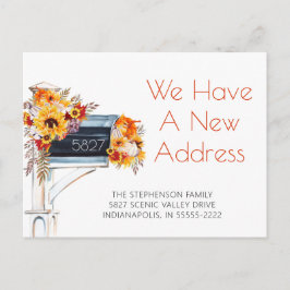 Autumn Watercolor Floral Mailbox Neue Adresse Ankündigungspostkarte