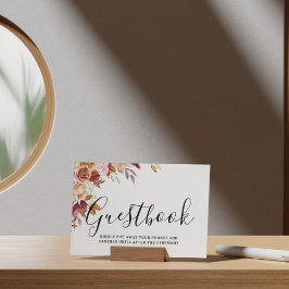 Autumn Watercolor Floral Wedding Gästebuchuntersch Poster