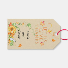 Autumn Watercolor Pumpkin Floral Erntedank Geschenkanhänger