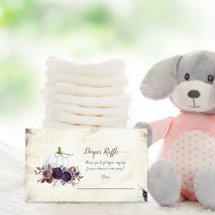 Autumn White Pumpkin Baby Diaper Raffle Begleitkarte
