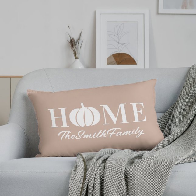 Autumn White Pumpkin Family Name Pink Lendenkissen (Von Creator hochgeladen)