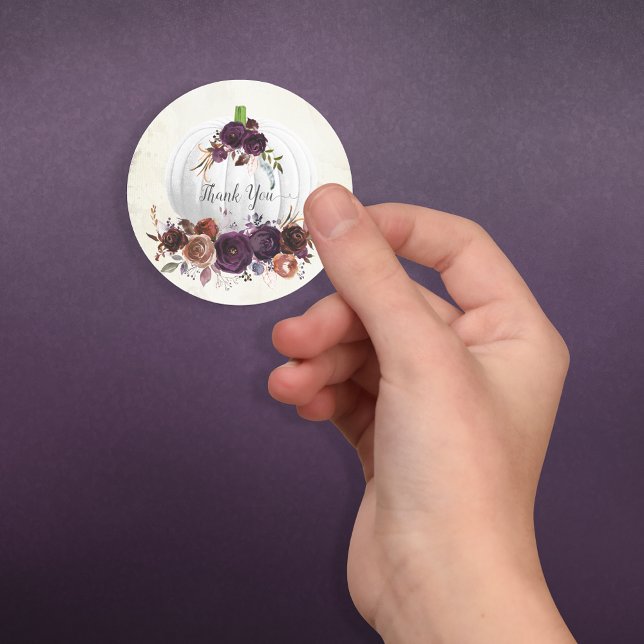 Autumn White Pumpkin Vielen Dank Runder Aufkleber (Von Creator hochgeladen)