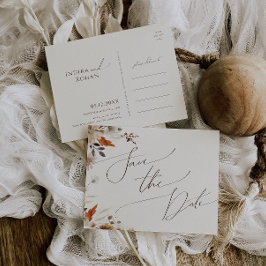 Autumn Wildblume Beige Save the Date Postcard Einladungspostkarte