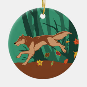 Autumn Wolf Keramikornament