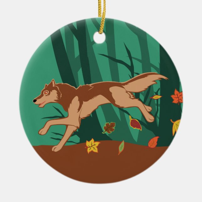 Autumn Wolf Keramikornament (Vorne)