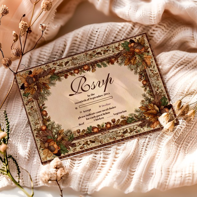 Autumn Woodland Botanical Quinceañera RSVP Karte (Von Creator hochgeladen)