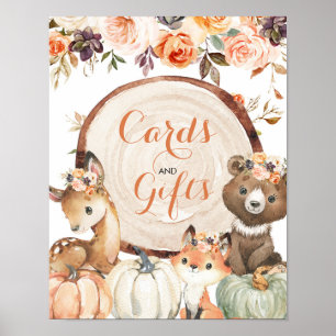 Autumn Woodland Girl Baby Shooting Cards & Gifts Poster