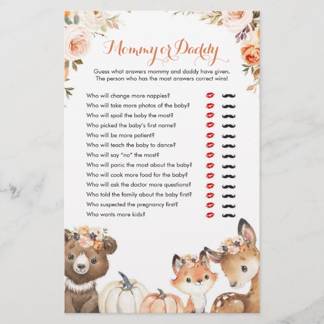 Autumn Woodland Oh Baby Mommy oder Daddy Games (Vorderseite)