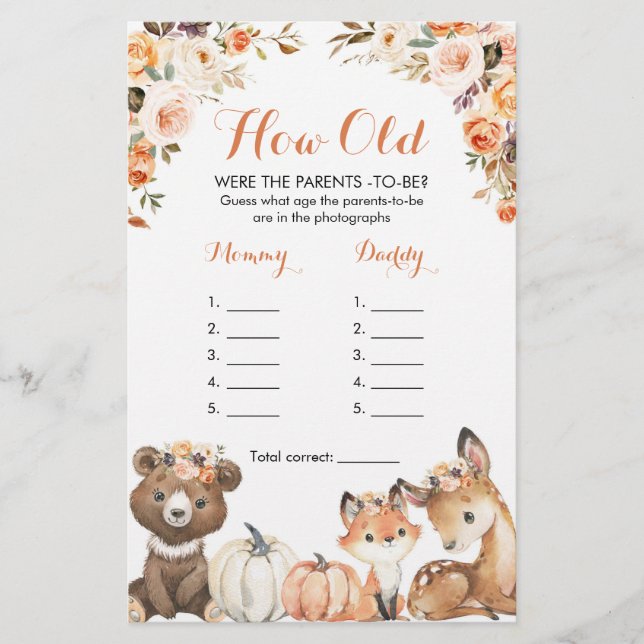 Autumn Woodland Oh Baby wie alt waren die Eltern (Vorderseite)