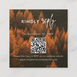 Autumn Woods Minimalist Wedding RSVP Card Begleitkarte