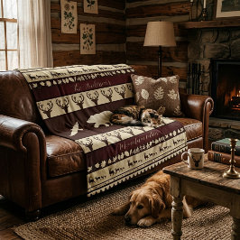 Autumn woods personalized cabin fleecedecke