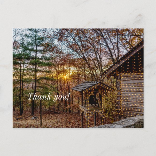 Autumn Woods Sunset Danke Postcard Postkarte (Vorderseite)