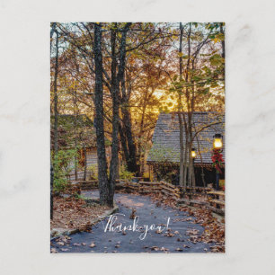 Autumn Woods Sunset Walkway Vielen Dank Postkarte