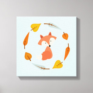 Autumn Wreath Baby Red Fox Leinwanddruck