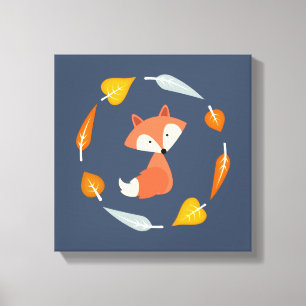 Autumn Wreath Baby Red Fox Leinwanddruck