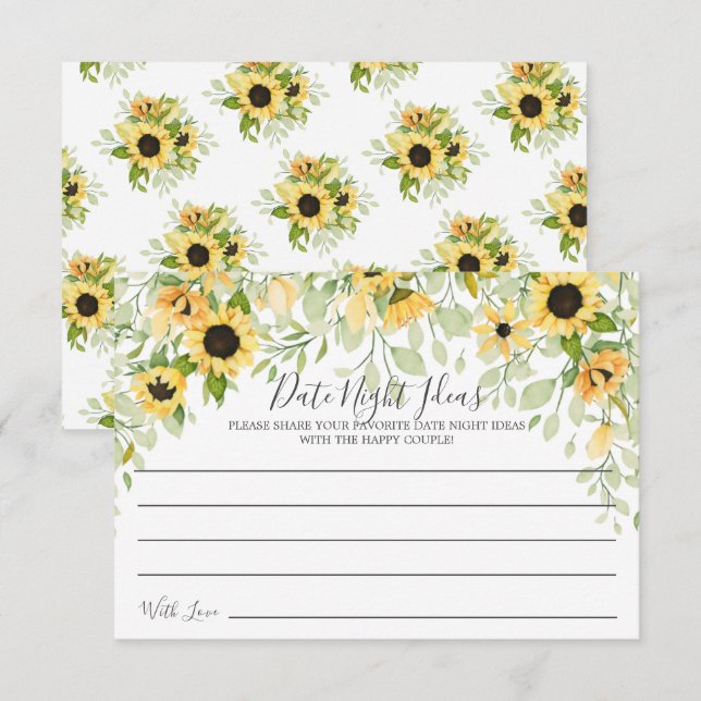 Autumn Yellow Sunflower Date Night Idee Card Einladung (Vorne/Hinten)