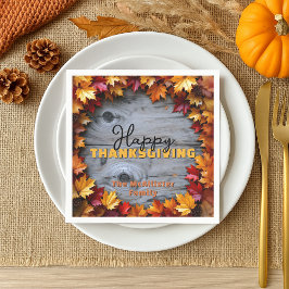 Autumnal Blätter und rustikaler Erntedank von Holz Serviette