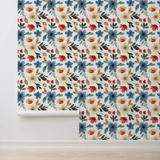 Autumnal Charm: Rustic Floral Tapete (Anwendung)