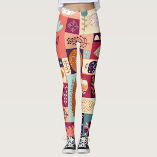 Autumnal Dekorative Vintage Hintergrundgeschichte Leggings
