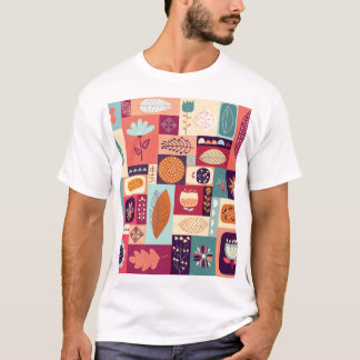 Autumnal Dekorative Vintage Hintergrundgeschichte T-Shirt