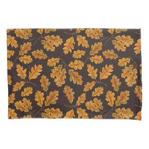 Autumnal Eicheneiche Blätter auf dunkelbraun Kissenbezug