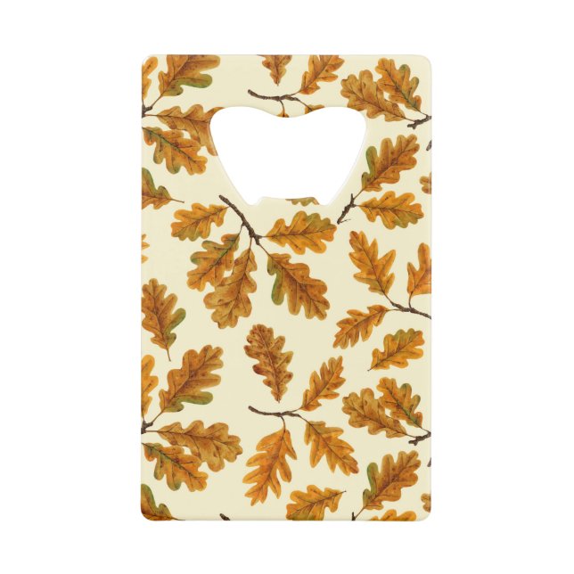 Autumnal-Eicheneiche-Blätter auf weiß Geldbeutel Flaschenöffner (Vorderseite)
