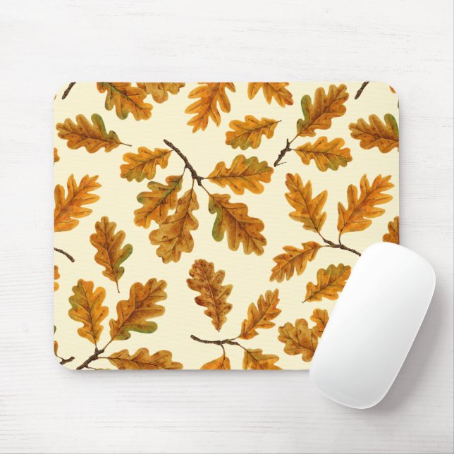 Autumnal-Eicheneiche-Blätter auf weiß Mousepad (Mit Mouse)