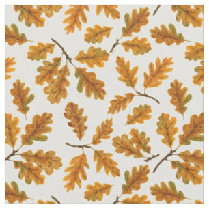 Autumnal-Eicheneiche-Blätter auf weiß Stoff
