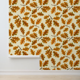 Autumnal-Eicheneiche-Blätter auf weiß Tapete