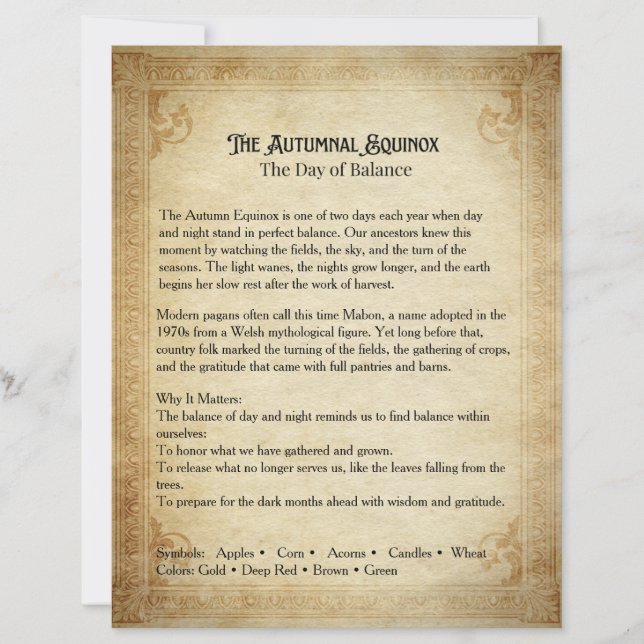 Autumnal Equinox Buch der Schatten-Seite (Vorderseite)