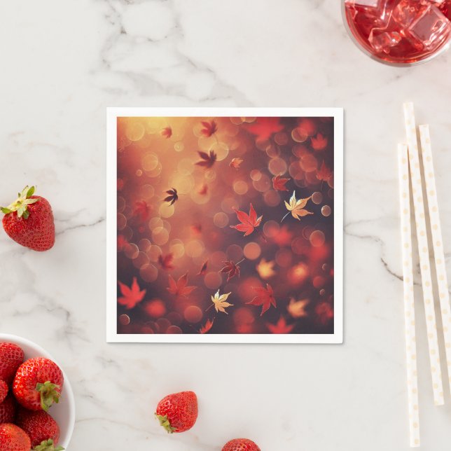 Autumnal Falling Maple Blätter Bokeh Découpage Serviette (Beispiel)